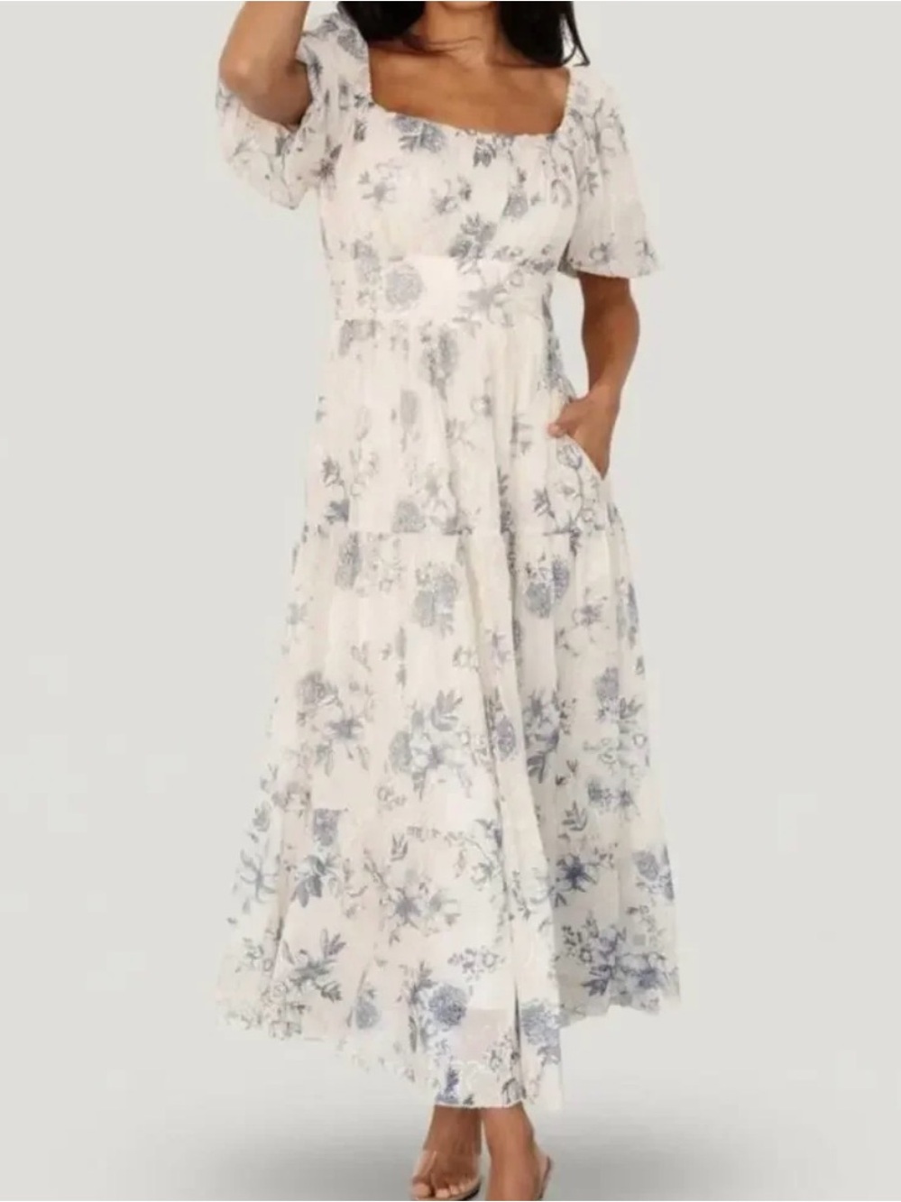 Baltic Born Annabeth Cream Blue Floral Dress | Size M | New With Tags